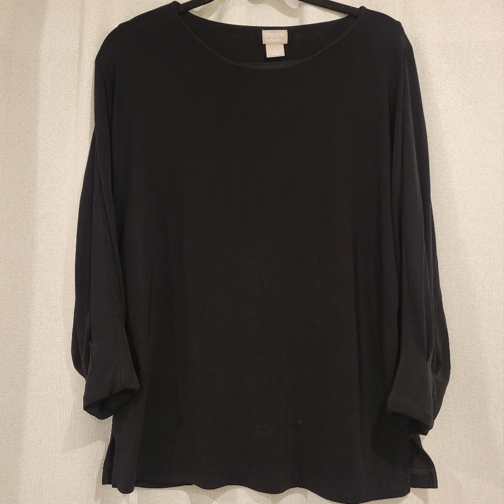 Chico's Traveler's Batwing Sleeve Stretch Blouse Top Size M